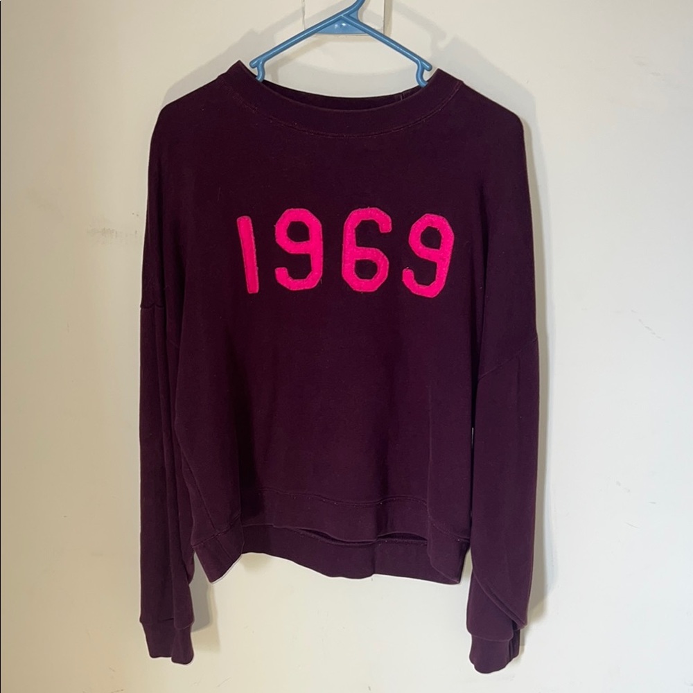 Dark Purple Sweatshirt with Pink '1969'